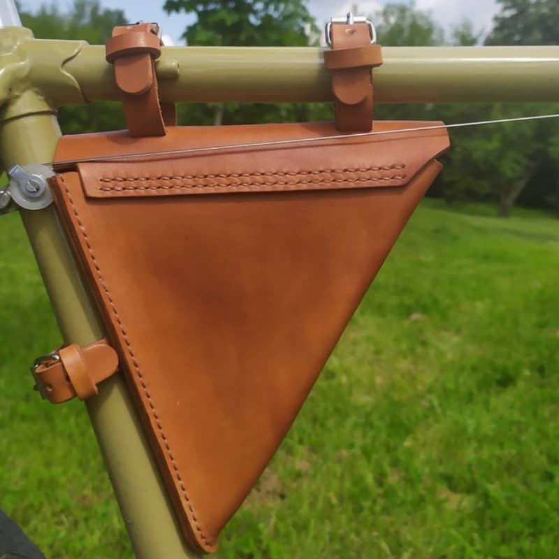 New Bicycle Leather Triangle Bag, Portable Mountain Bike Saddle Bag, Foldable Cycling Tool Pack
