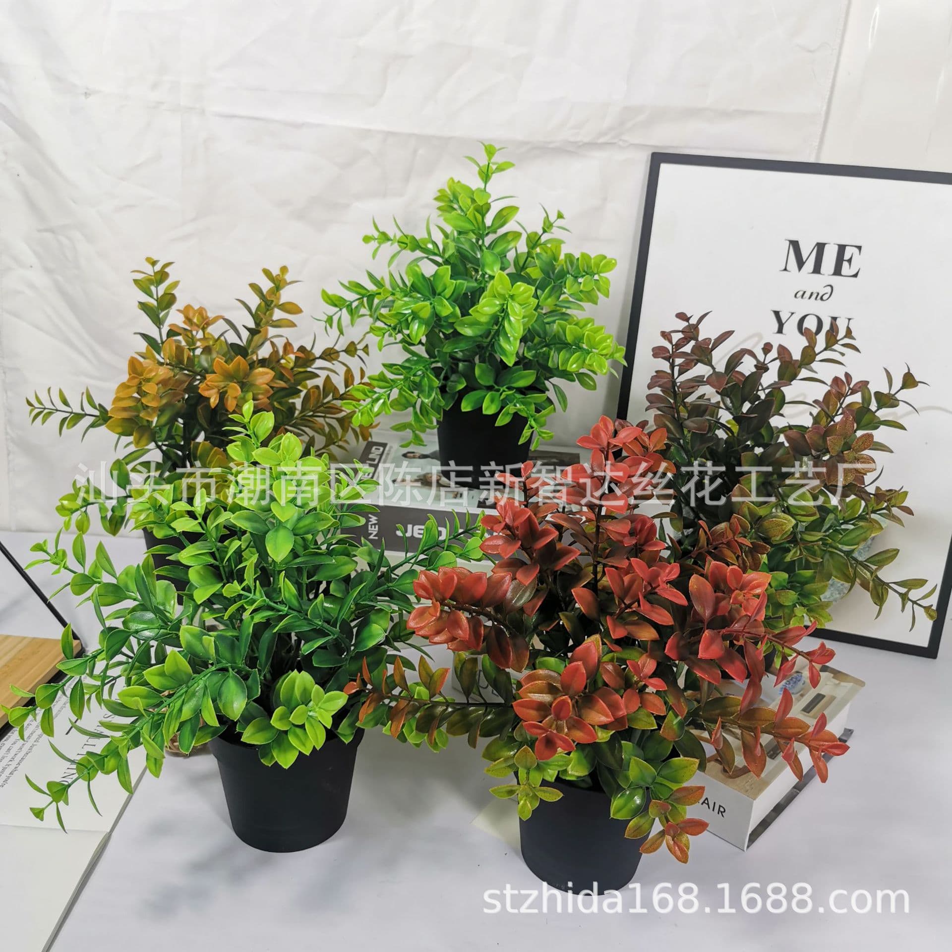 Factory direct sales of fake flower pots, artificial flower ornaments, indoor desktop simulation plants, home decoration, plastic bonsais