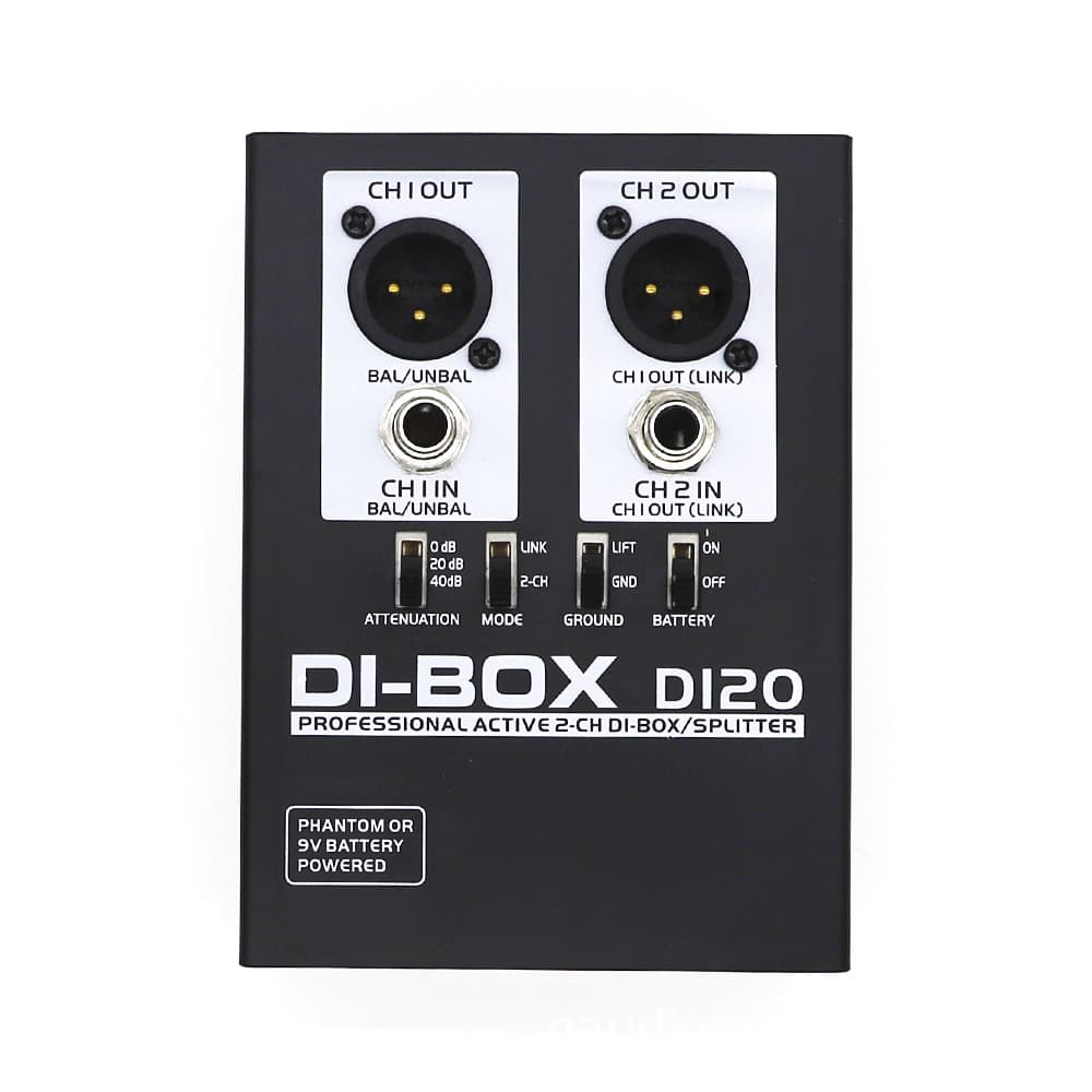 Guitar Active 2-Channel DI Box, Signal Impedance Adapter, Noise Cancellation, Isolator