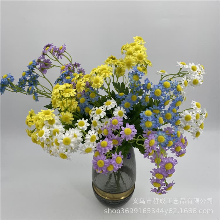 Chamomile Daisy Artificial Flower Bouquet Living Room Decoration Ornament Plastic Dried Flower Table Silk Flower Display