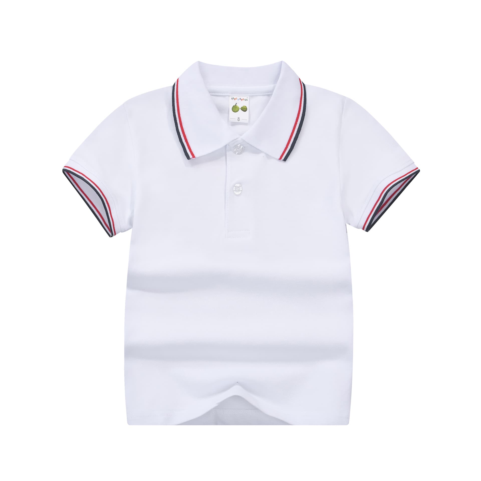 Kids Pure Cotton Kidsren's White Short-Sleeved T-Shirt Boys and Girls School Uniforms Performance Clothing Kidsren's Clothing Kidsren's Polo Shirt Short-Sleeved