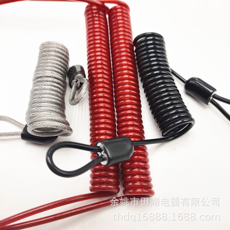 Factory Direct PU Coated Spring Rope Helmet Lock Steel Wire Rope Tool Spring Spiral Coated Telescopic Rope