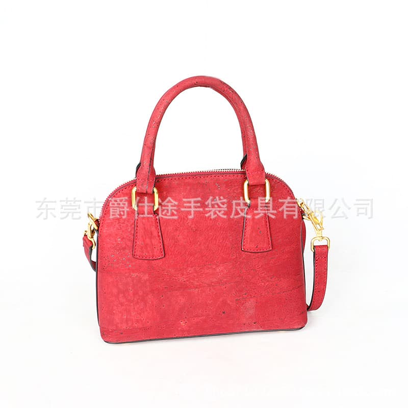 Designer Original Cork Handbag, Red Eco-Friendly Cork Crossbody Bag, Unique Cork Shoulder Bag