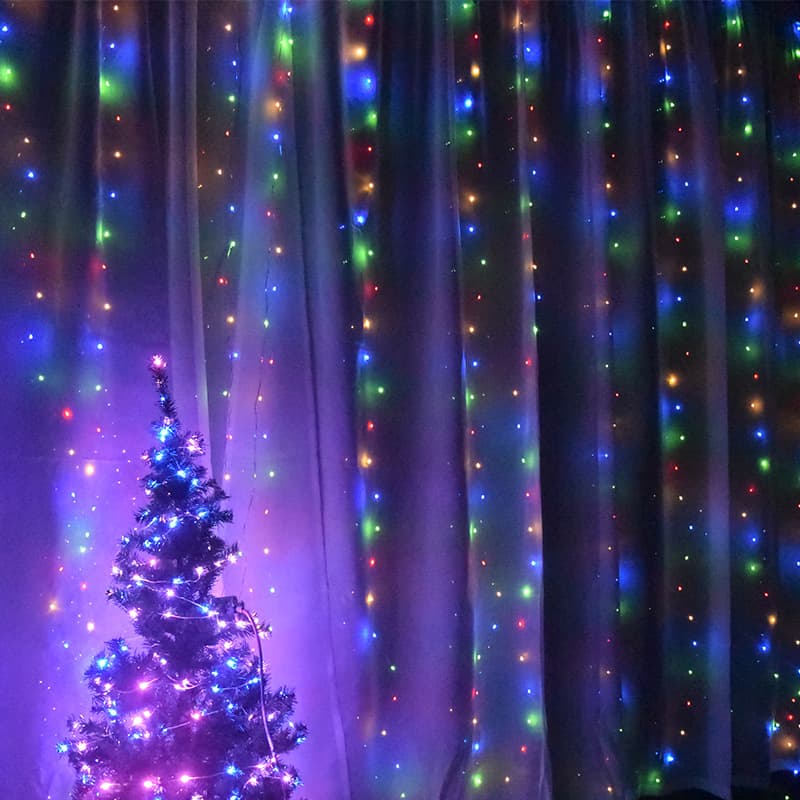 LED Curtain Light 3x3m 300 Lights Internet Celebrity Girl's Room Decoration Light USB 8-Function Remote Control Waterproof Copper Wire Light