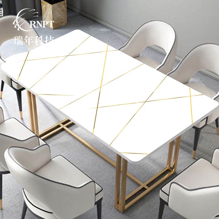 RNPT Ruinian Factory Hot Sale Simple Line Pattern Rectangular Table Mat Waterproof PVC Soft Rubber Table Mat