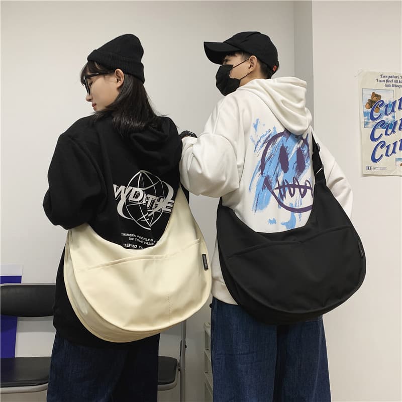 Canvas Women's Bag 2020 New Arrival Korean Chic Lazy Style Casual Wide Strap Large Capacity Crossbody Bag Simple Versatile