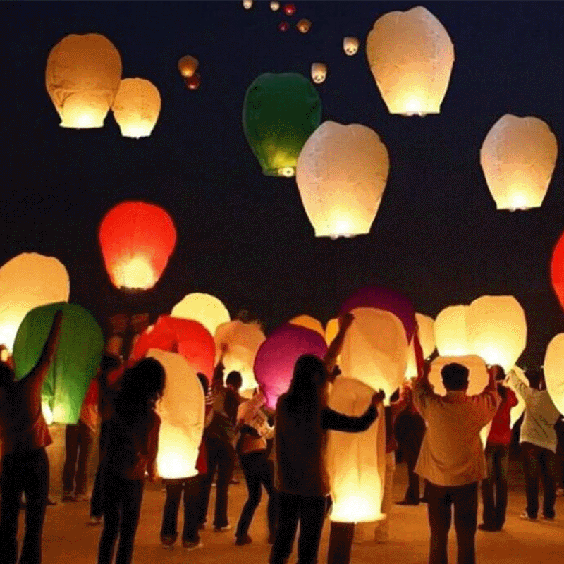 Sky Lantern Lotus Lantern Valentine's Day Creative Birthday Wish Lantern Heart-Shaped Wishing Lantern Night Flying Wishes