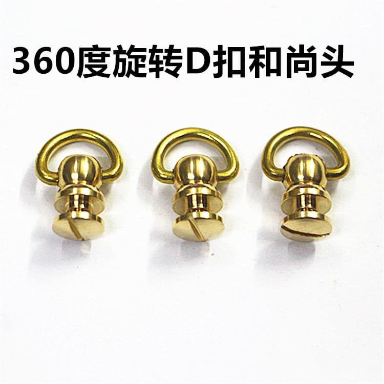 360-degree rotating pure copper monk's head hanging ring with D-ring, nipple stud, copper machined parts, rotating perfume clock, brass accessories