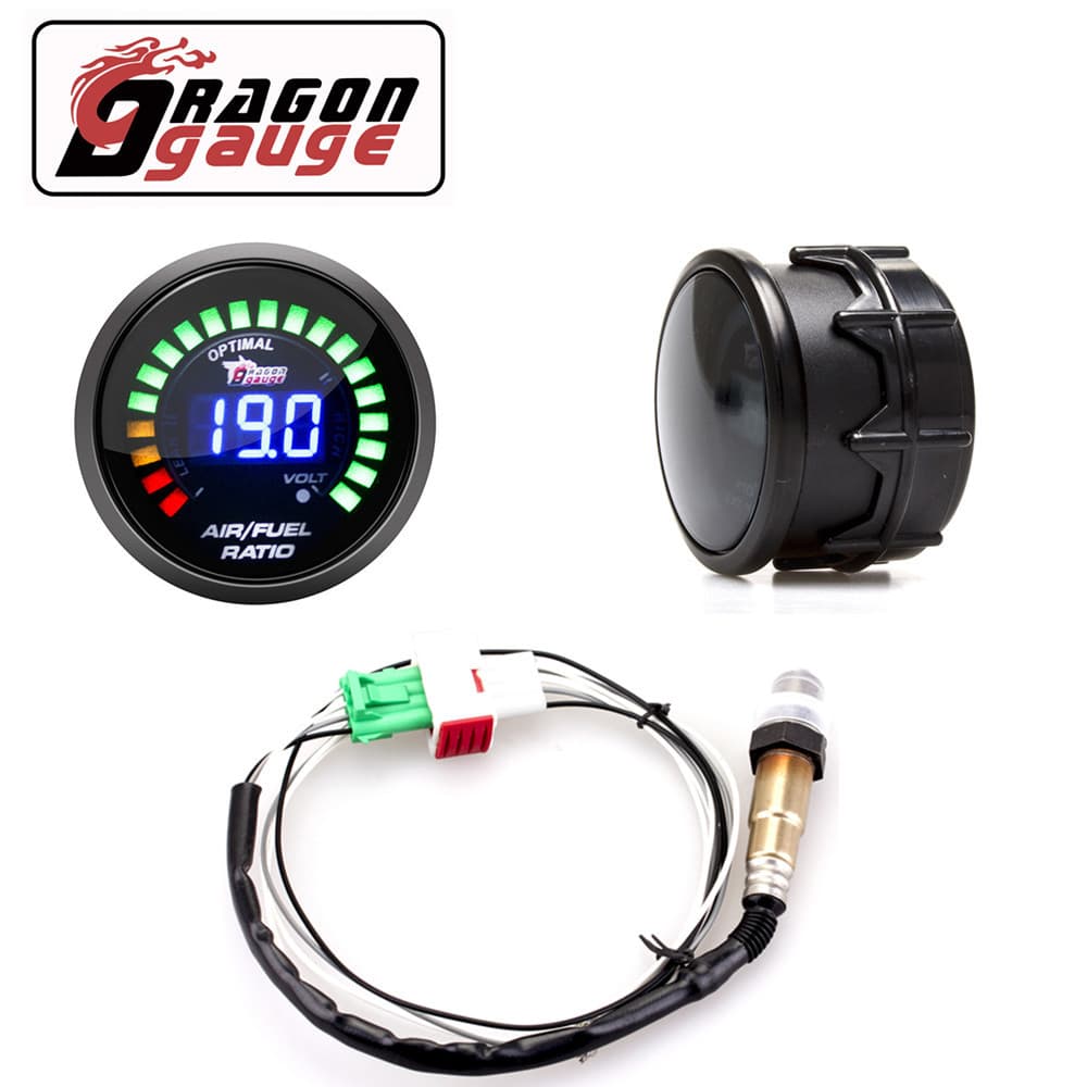 Car Modified Meter 2 Inch 52mm Digital Display Two-in-One Air-Fuel Meter with Oxygen Sensor Car Meter