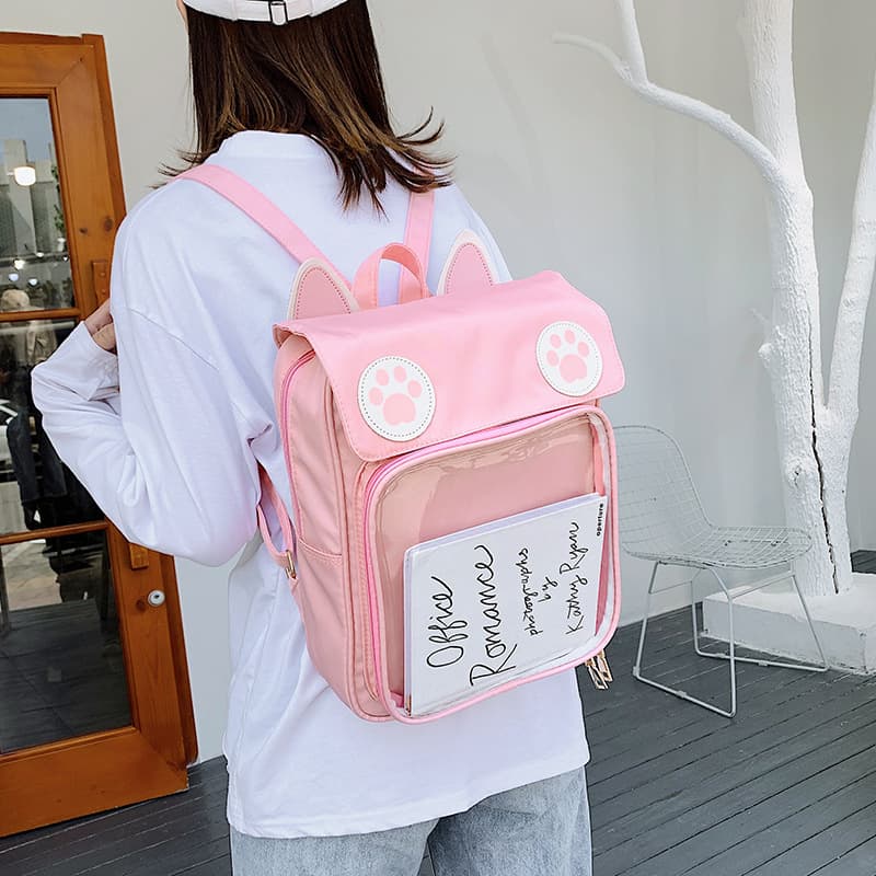 2023 new Korean version fashion backpack transparent backpack women summer women's bag student simple jelly bag.