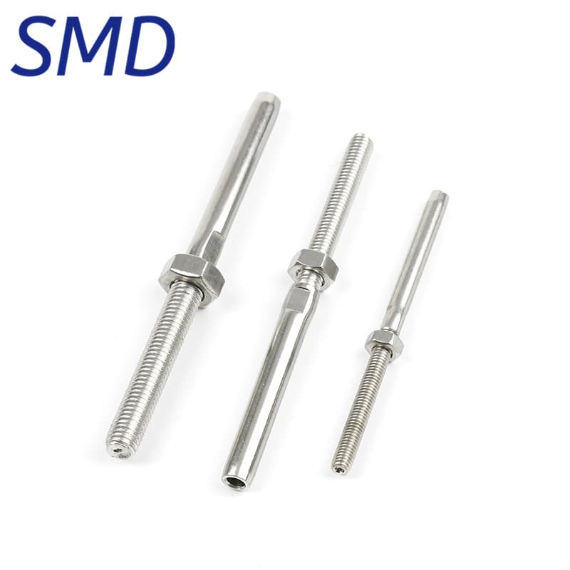 316 stainless steel straight rod with screw fixed connectors, guardrail staircase cable wire rope connecting pieces, lock tighteners