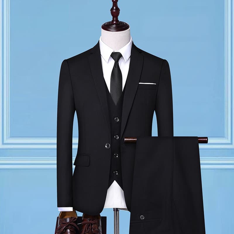 New Foreign Trade Style Suit for Groom Wedding Ceremony New Business Professional Formal Suit Best Man Suit Three-Piece Set Men's Wear