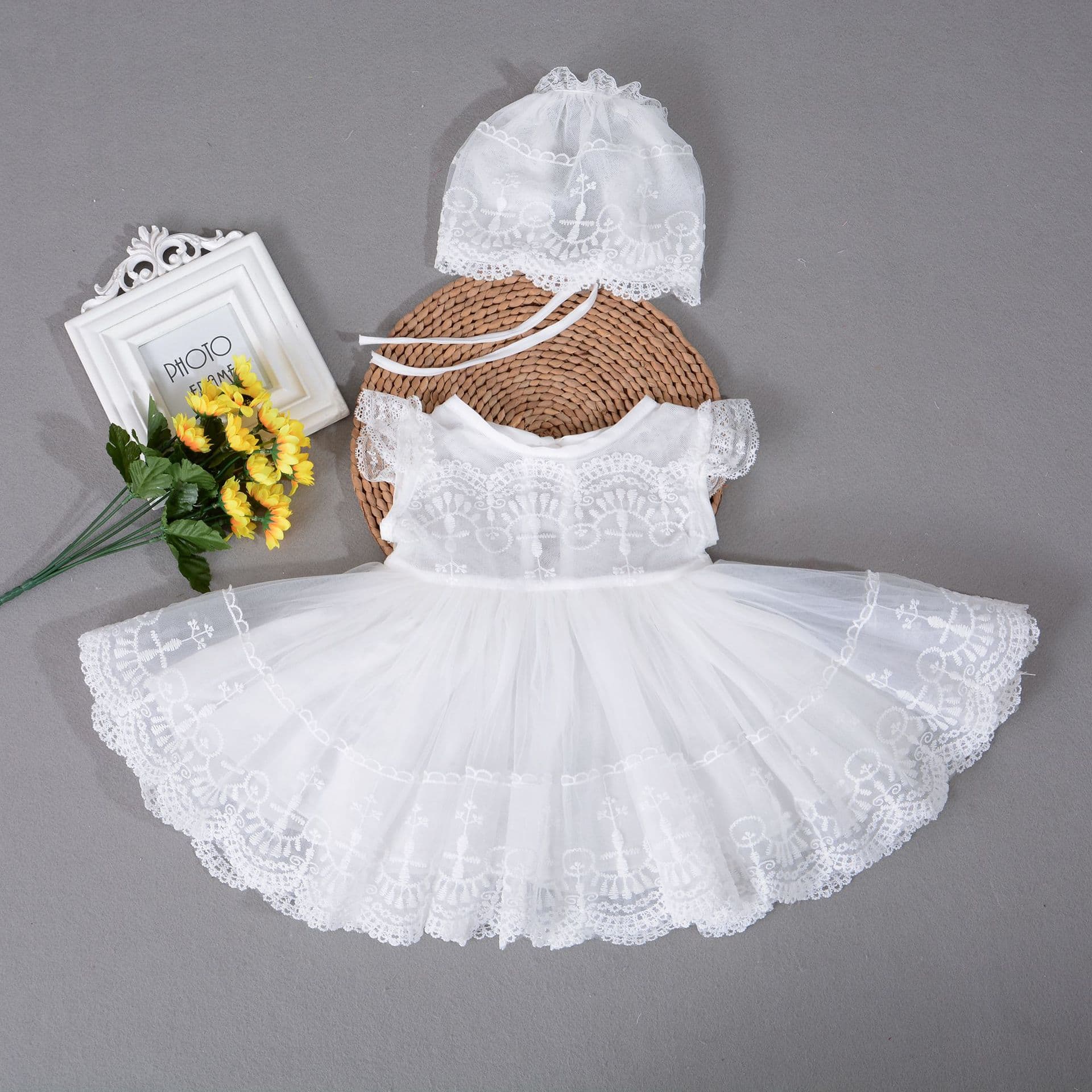 Lightweight Breathable Lace Baby Girl Dress Princess Style Summer Wedding Dress Floral Pattern Cotton Lining A-Class Safety