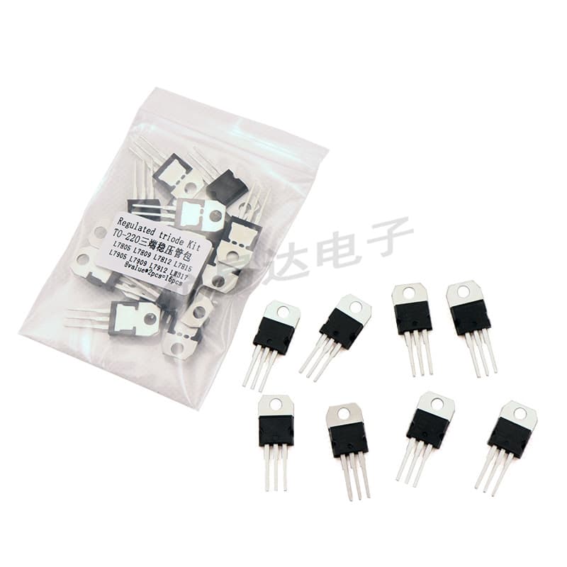 TO-220 three-terminal voltage regulator set, 8 types each with 2 pieces, including L7805 L7809 7812 7815 LM317, etc.