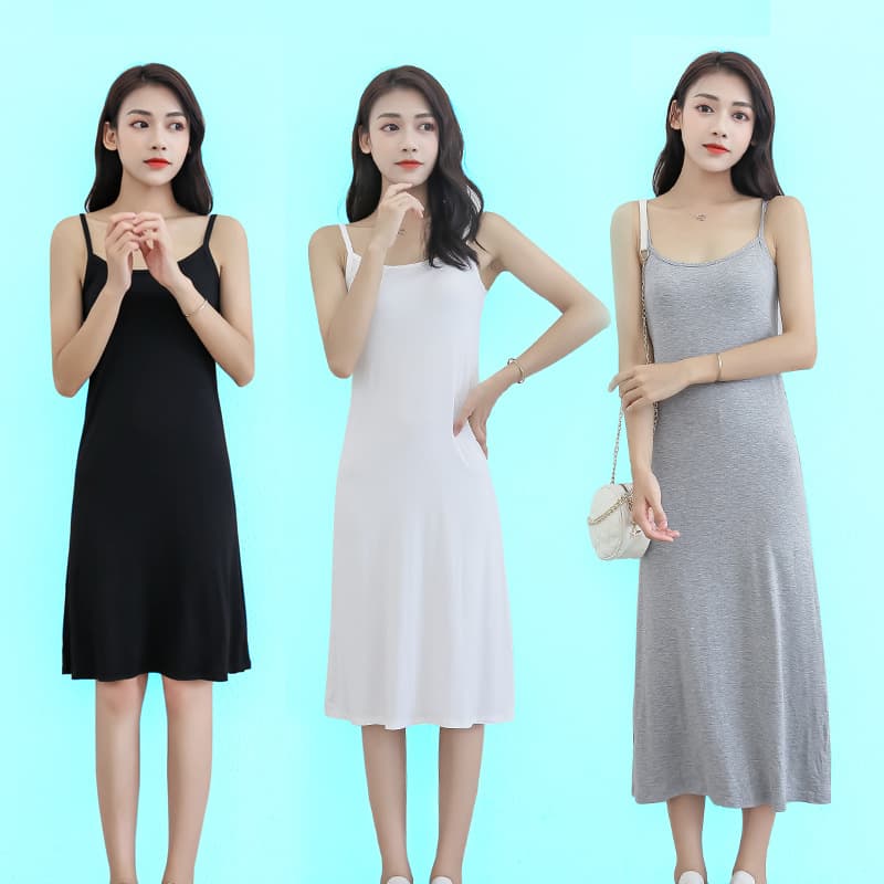 Spring Summer Modal Underwear Women Inner Wear Loose Sleeveless Vest Dress Korean Style Long Version