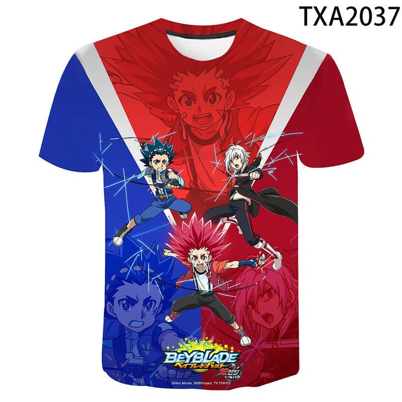 2020 Summer Trendy New Beyblade Burst Battle Top 3D Digital Print Crew Neck T-Shirt