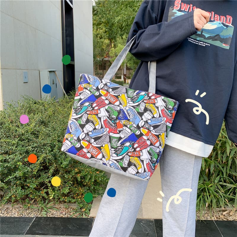 New Canvas Shoulder Bag Shopping Tote Student Bag Cloth Bag Cross-border E-commerce Supply Export Southeast Asia Ethnic Style