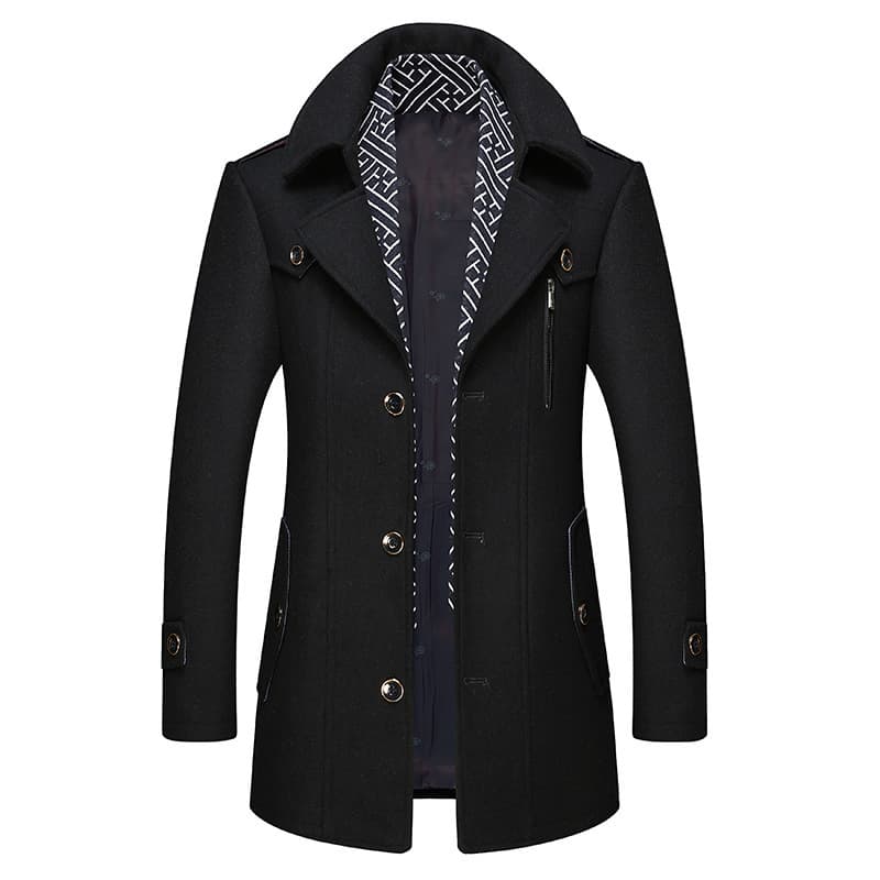 New spot men's woolen coat autumn and winter men's scarf collar warm woolen windbreaker middle-aged coat coat