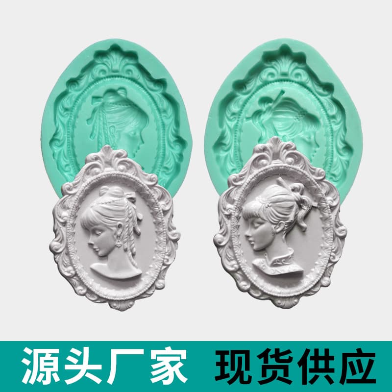 European Style Resin Sugar Art Mold with Relief Design for Cake Decoration Glaze Drip Frame Stand Vintage Style Baking Mold