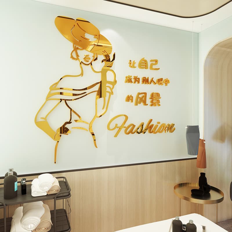 3D Acrylic Wall Sticker for Women's Clothing Boutique, Beauty Salon, Nail Salon, and Studio Background Decoration