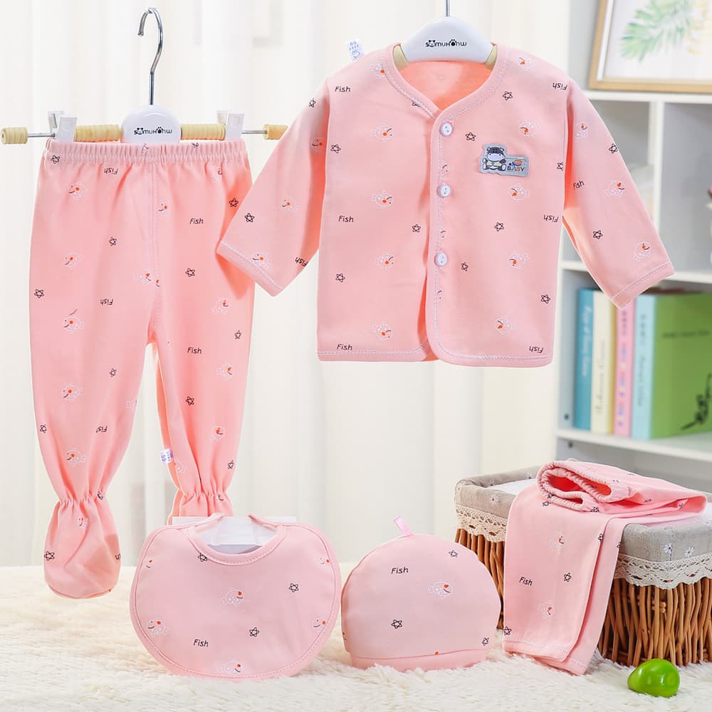 Cross-Border Hot Selling Cotton 5-Piece Set Baby 5-Piece Set Infant Multi-Piece Set Multi-Pattern Cotton 5-Piece Set
