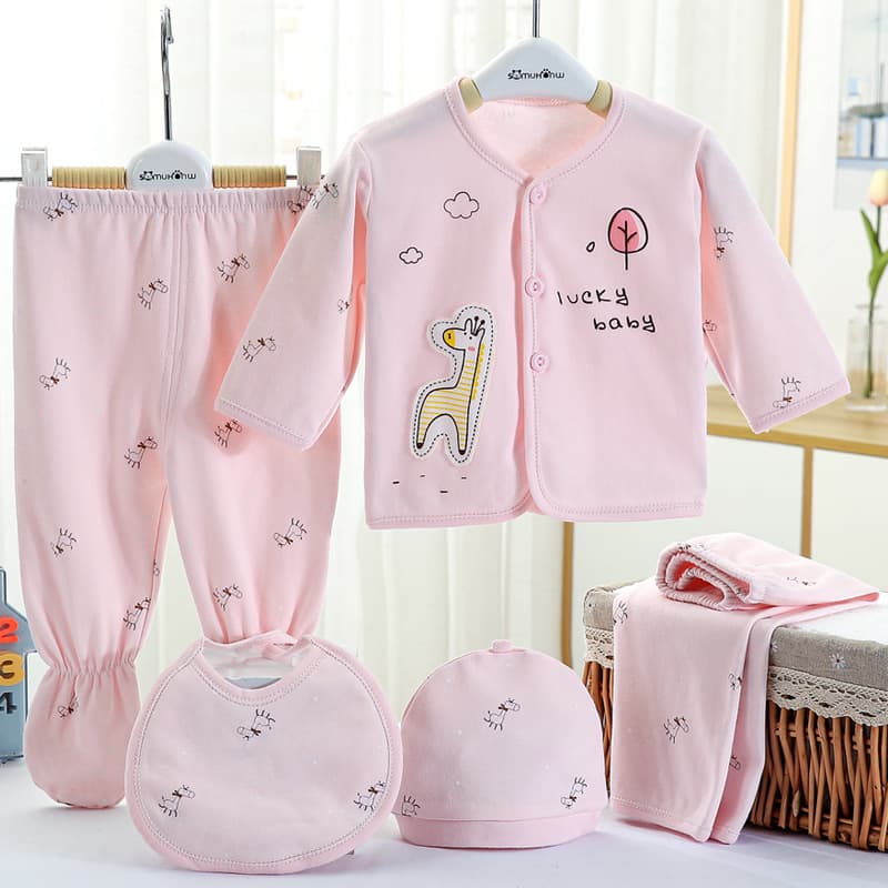 Export to Europe and America Original Baby Clothing Infant Set Five-Piece Newborn 0-3 Months Just Born Baby