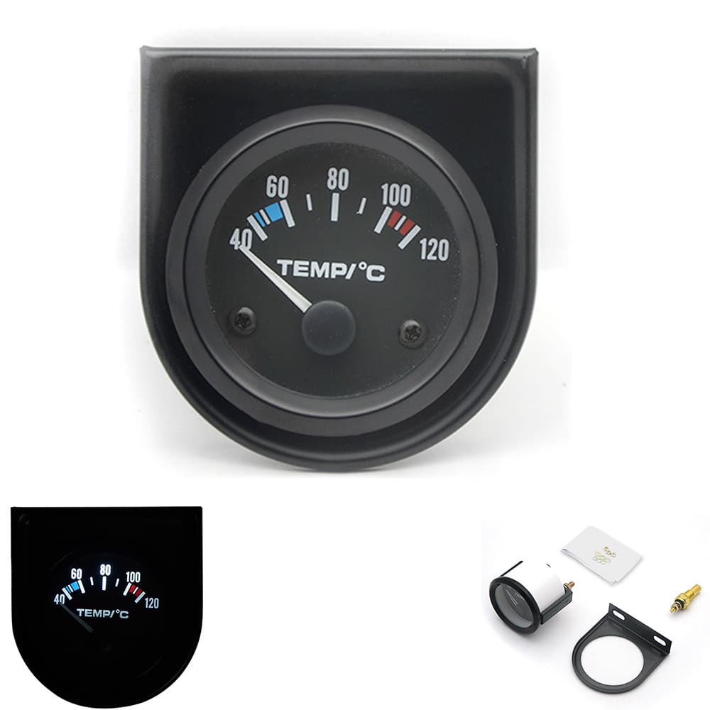 2-inch 52mm Black Face Pointer Water Temperature Gauge Car Use Modified Car Meter Automotive Accessories