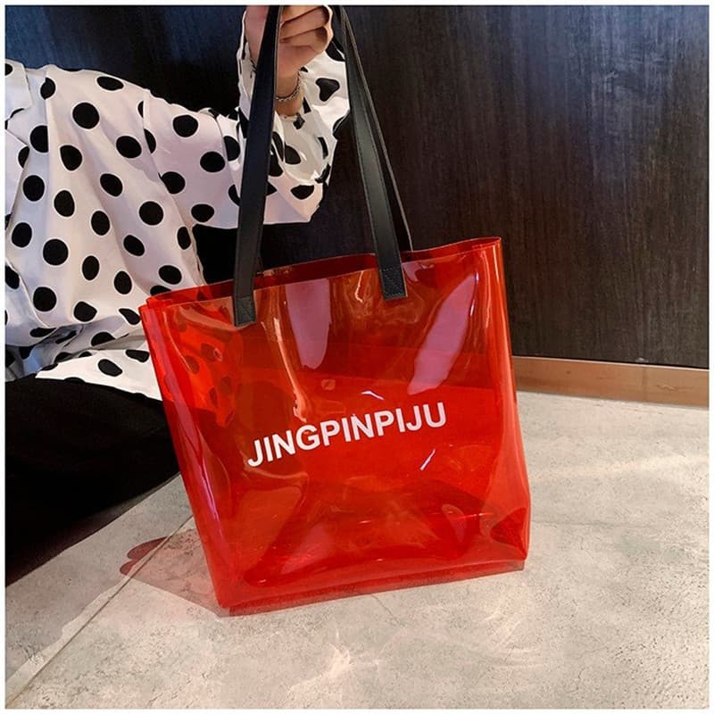 Summer colorful PVC shopping tote bag, shopping soft PVC women's bag, student shoulder bag customizable
