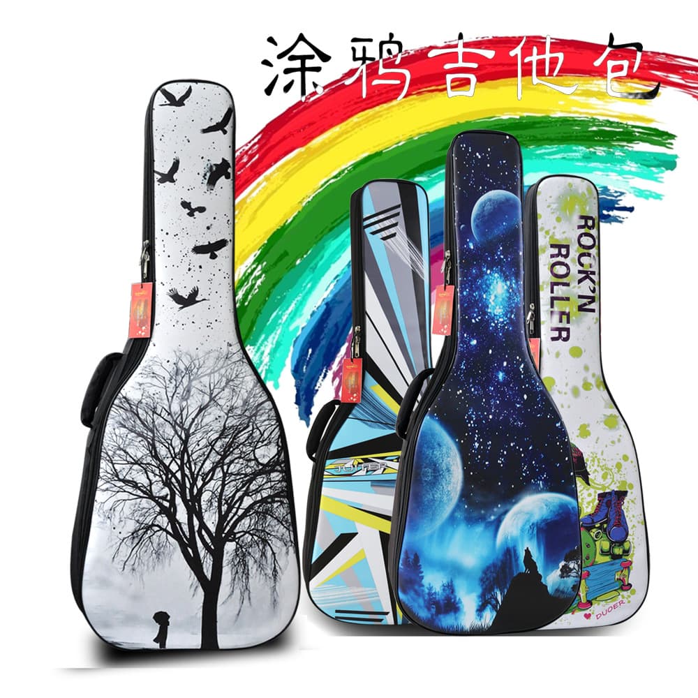 Thickened Waterproof Guitar Bag 36/40/41/42 Inch Classical Folk Guitar Case PU Painted Dol Electric Bass Bag