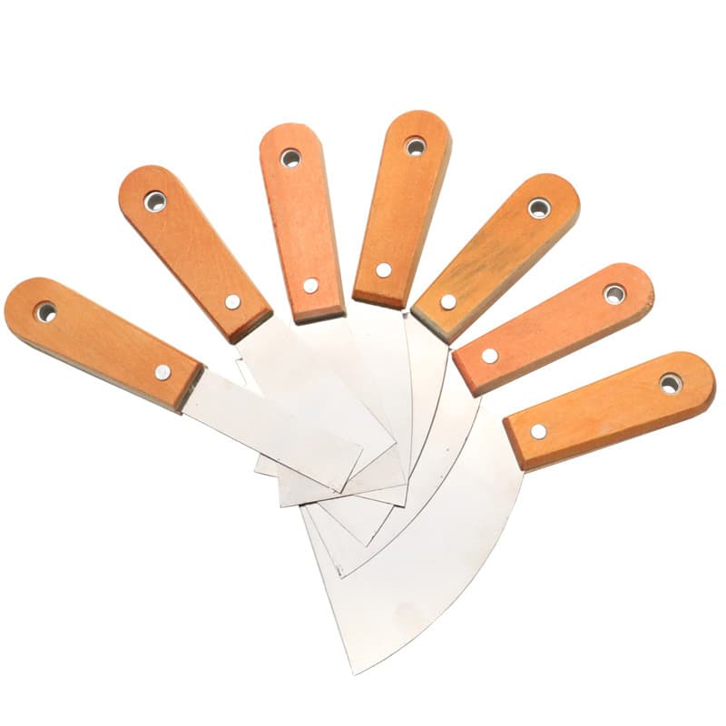 Two-Color Plastic Handle Putty Knife Scraper Spatula Double-Clamp Wooden Handle Mirror-Polished Blade