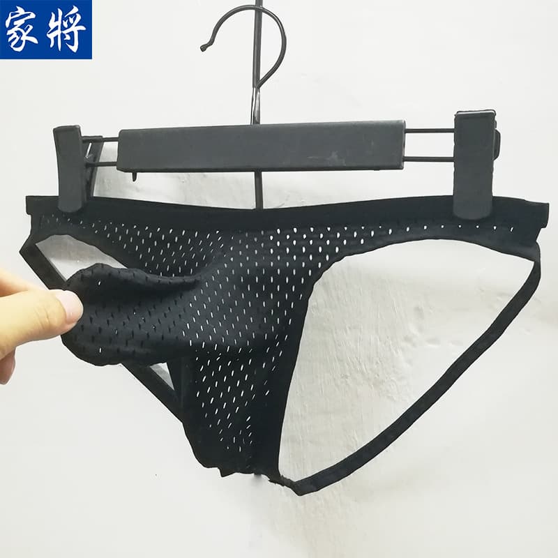 2021 New Men's Trunks Elephant Trunk Ice Silk Mesh Briefs Hollow PP Men's Double Thong Gun Egg Separation Sexy