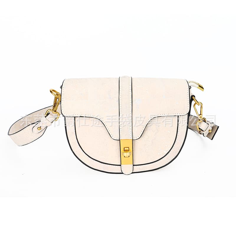 Japanese minimalist cork shoulder bag, white eco-friendly genuine wood crossbody bag, high-end cork shoulder bag
