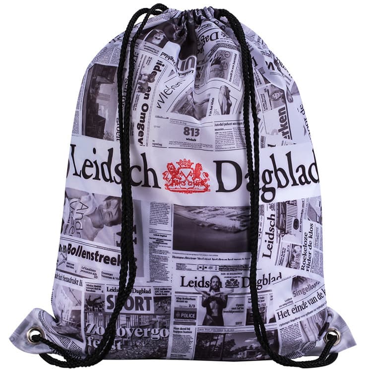 Custom waterproof sports backpack with printed logo, drawstring backpack for male and female students, outdoor polyester drawstring bag.