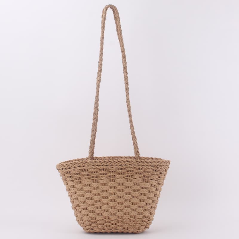 2020 New Solid Color Straw Bag, European and American Style Retro Handmade Braided Shoulder Bag, Fashion Paper Rope Casual Bag Women's Bag