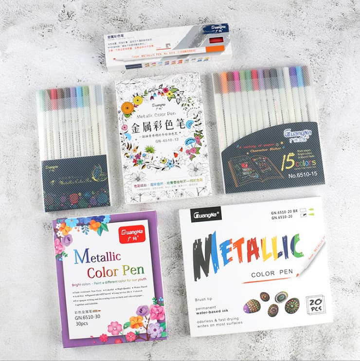 Guangna 6510 Metal Paint Pen 12 Colors 20 Colors Set Graffiti Coloring Marker Painting Template Coloring Pen