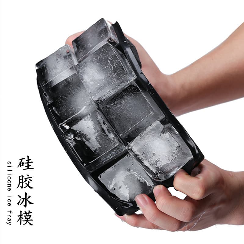 Silicone Ice Cube Tray Whiskey Large Square Ice Mold with Lid Cocktail Ice Ball Maker