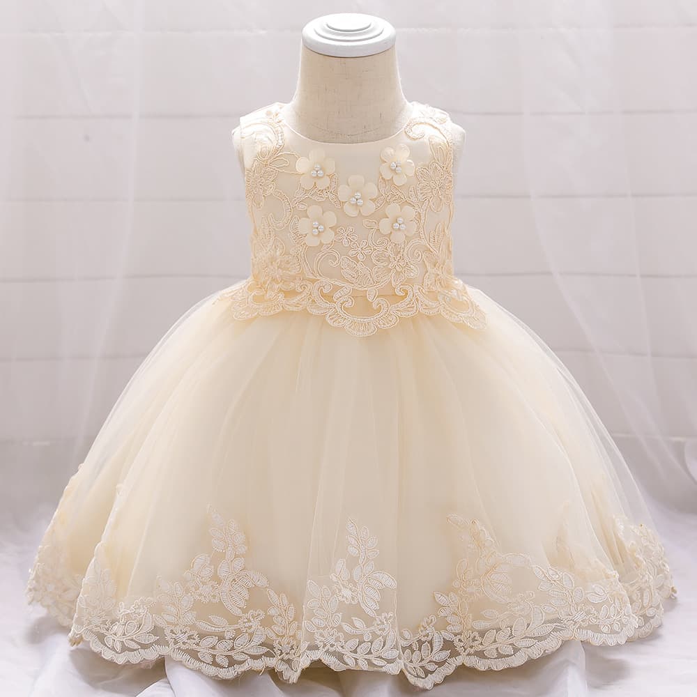Princess Dress Baby Girl's Christening Gown One Year Old Birthday Cake Dress Kids Dress Floral Girl's Dress Cotton Blend