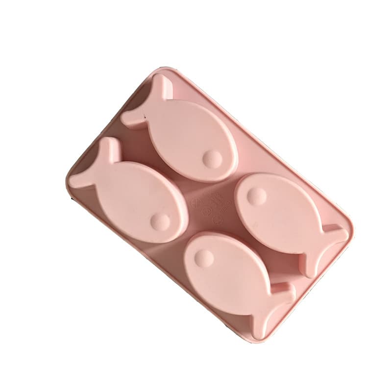 Silicone 4-Cavity Fish Cake Mold, Ice Cube Tray, Soap Mold, Chocolate Mold, Rice Cake Steaming Mold, High Temperature Resistant