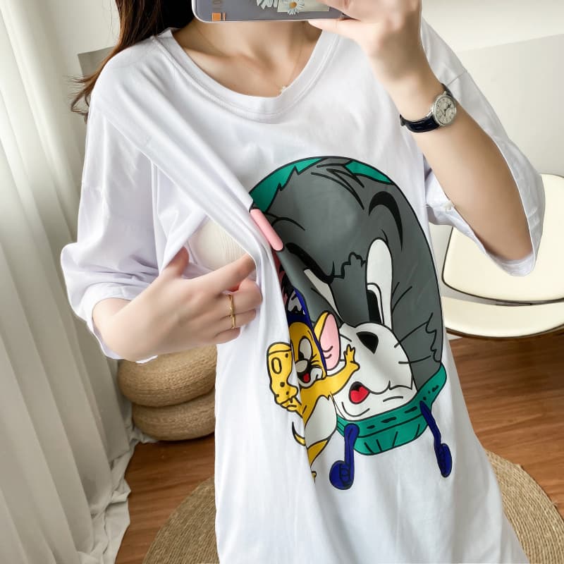 8864 Maternity Nursing Nightgown Summer Thin Loose Dress Going Out Hot Mom Style Breastfeeding Clothes Summer Wear