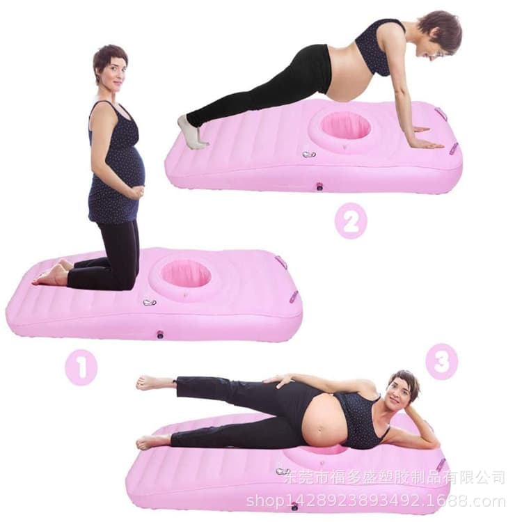 Flocked PVC Inflatable Pregnancy Mattress, Pregnancy Pillow, Maternity Support Cushion, Yoga Mat U-Shaped Sleeping Pad