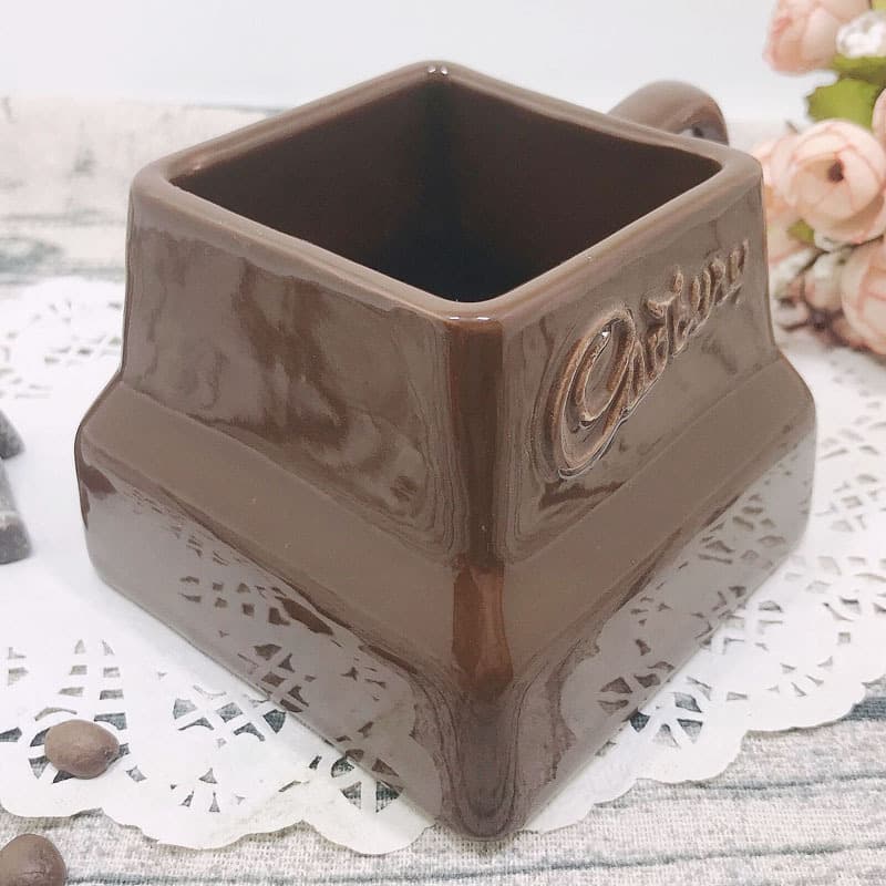 Creative Chocolate Ceramic Cup, Coffee Cup, Embossed Simulated Chocolate Mug, Simple High Temperature Color Glaze Cup