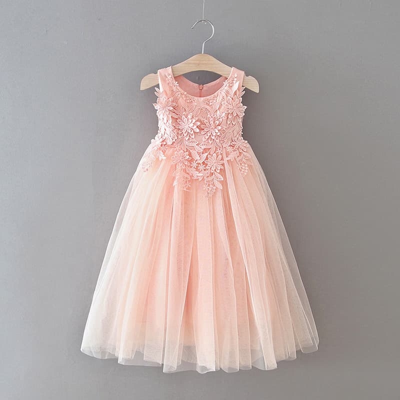 Girls Dresses 2025 Summer Children's Dress Fashion Simple Lace Belt Dress