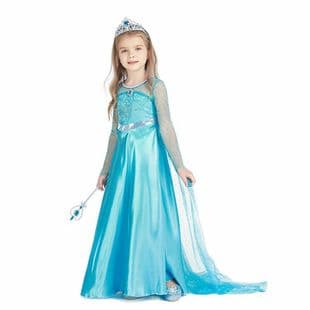2021 New Children's Frozen Princess Dress with Sequins Long Sleeve Christmas New Style