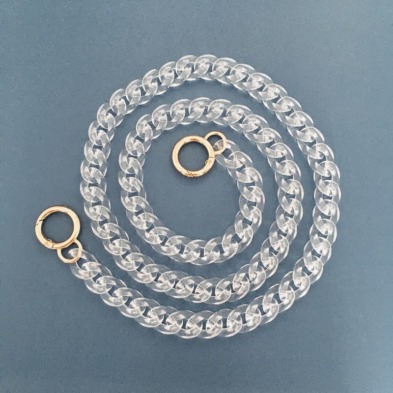 Internet Celebrity Same Style Transparent Acrylic Fishbone Chain with Figure-8 Spring Ring and Gourd Ring Underarm Crossbody Strap