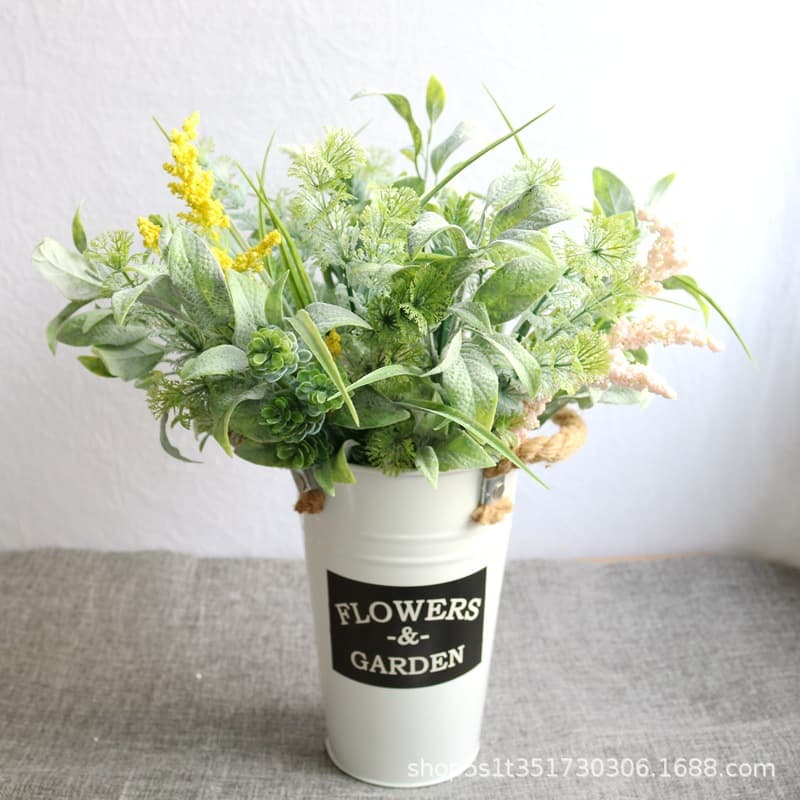 INS style flocked green plants wholesale fake flowers with grass wedding decorations cross-border