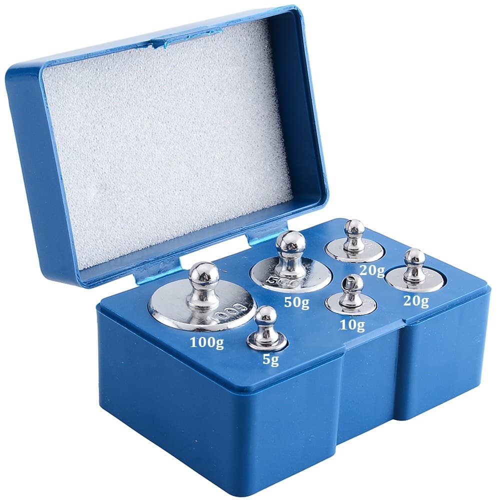 200g Chrome-Plated Weight Set for Calibrating Balances, M2 Grade Standard Weights (10mg-100g)