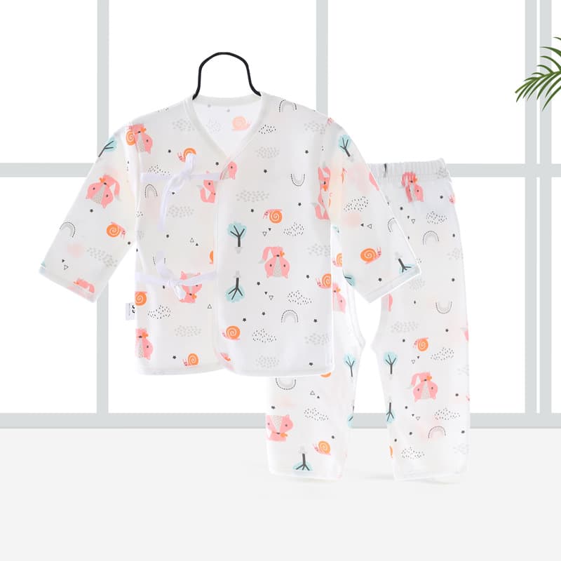 Newborn Baby Monk Wrap Bodysuit Set, Split Crotch Infant Outfit 2-Piece Set, Split Crotch 6-Piece Set