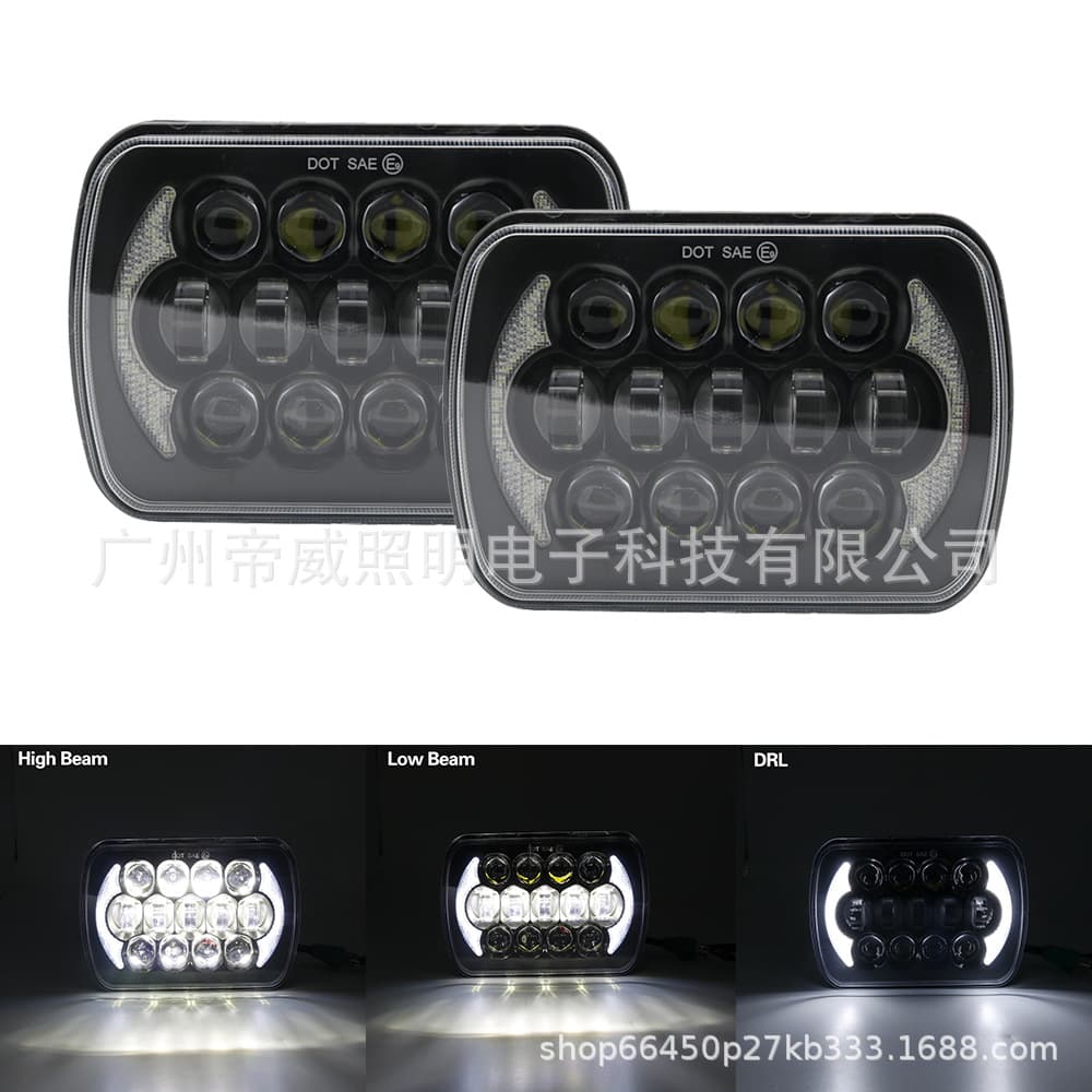 Cross-border Hot Sale 105W 5X7 7X6 Inch Square Sealed Beam LED Headlamp with DRL LED Headlamp 5x7