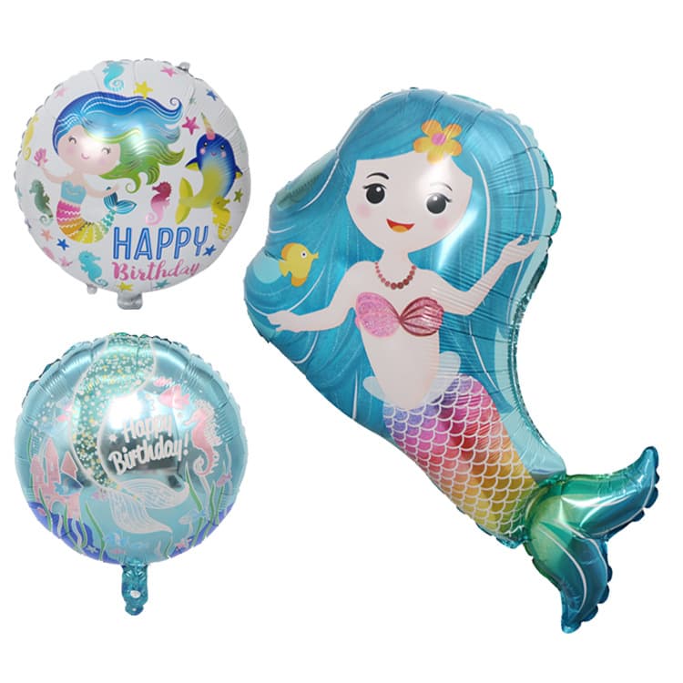 Cross-border 18-inch Smiling Mermaid Birthday Aluminum Foil Balloon Mermaid Theme Party Balloon Decoration