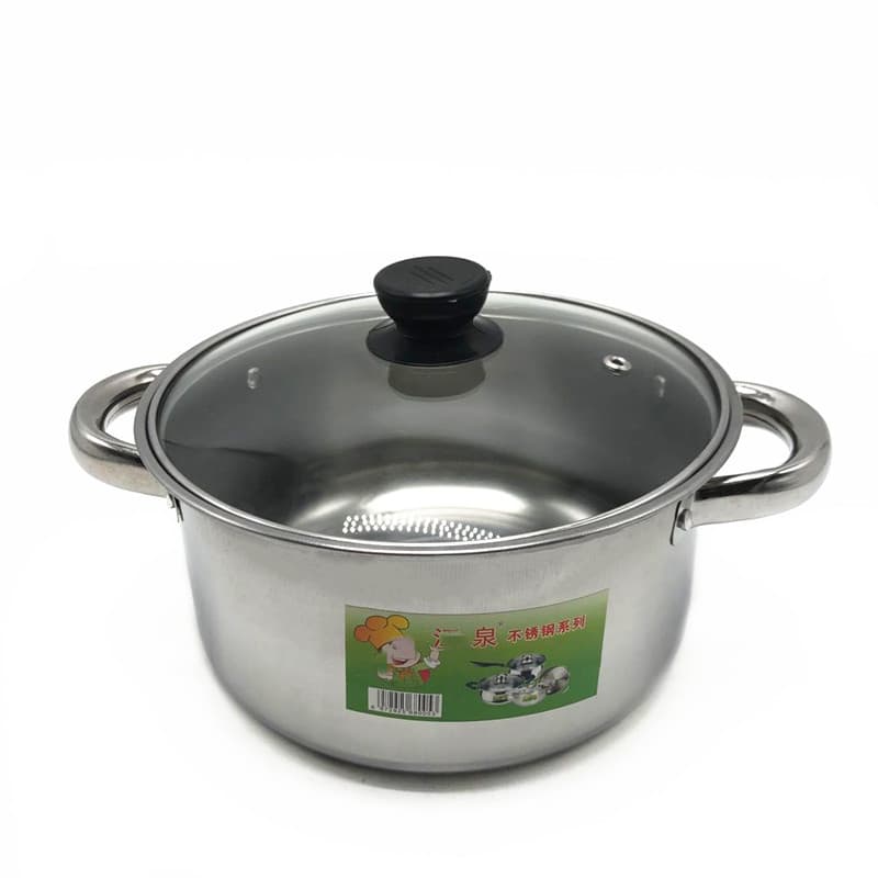 20 double-handled milk pot, glass lid, full-size stainless steel milk pot, thickened soup pot, 9.910 yuan store wholesale